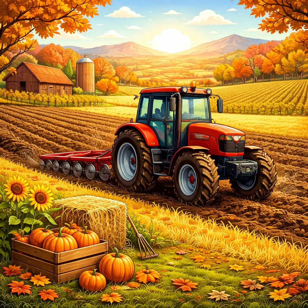 azienda agricola trattore che lavora i campi